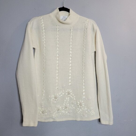 Lisa international Sweaters - Vintage Lisa International Lambswool Agora Rabbit Hair Sweater Ivory White M